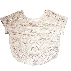 Mudd Cream Crochet Boho Knit Top Size M